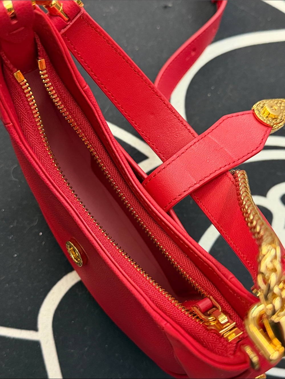 Bulgari Red Leather Shoulder Bag with Gold Serpent Detail - Picture 5 of 8